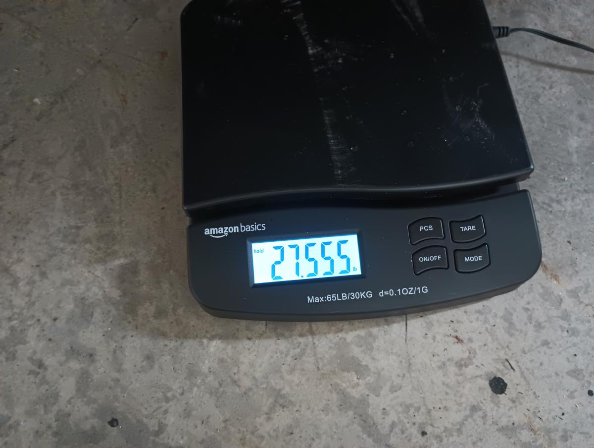 Initial weigh in of the original C5 splitter Shred Jesse had on his C5 Corvette. 27.555 lbs.