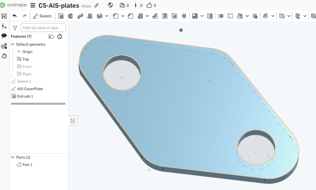 Example photo of the C5 AIS plate being made up in OnShape